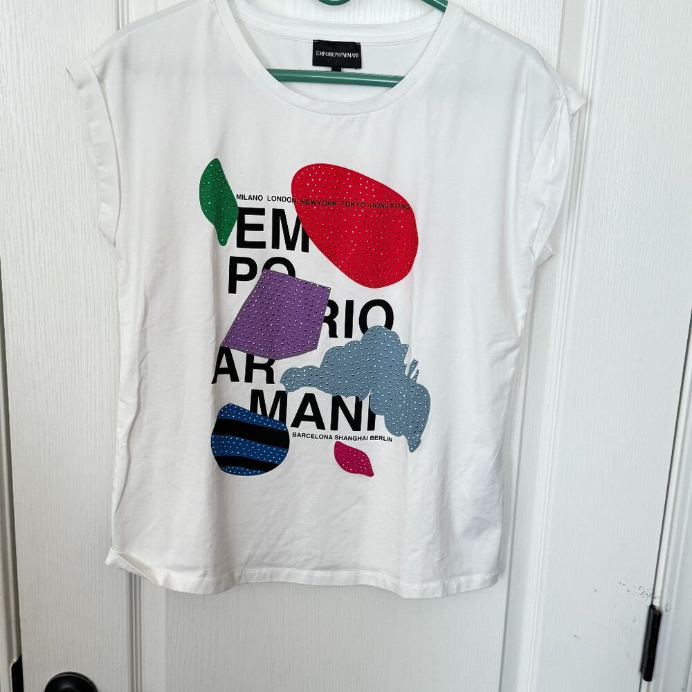 $499 Authentic EMPORIO ARMANI Women's Sleeveless White T-Shirt Sz.42 EU